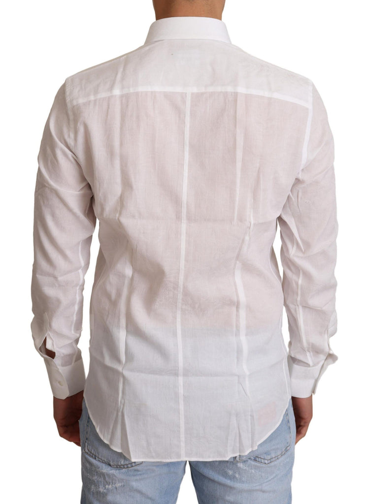 Dolce & Gabbana White Cotton Slim Fit Mens MARTINI Shirt - Luxe & Glitz