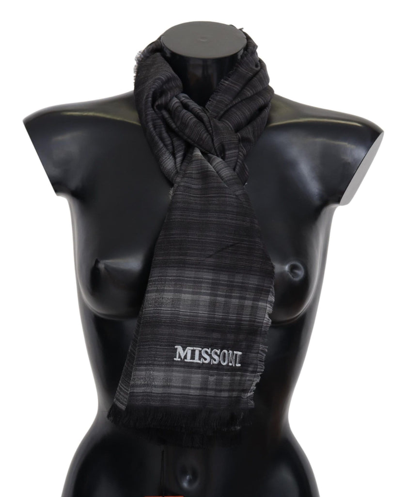 Missoni Black Gray Polka Dot Wool Unisex Neck Wrap Scarf - Luxe & Glitz