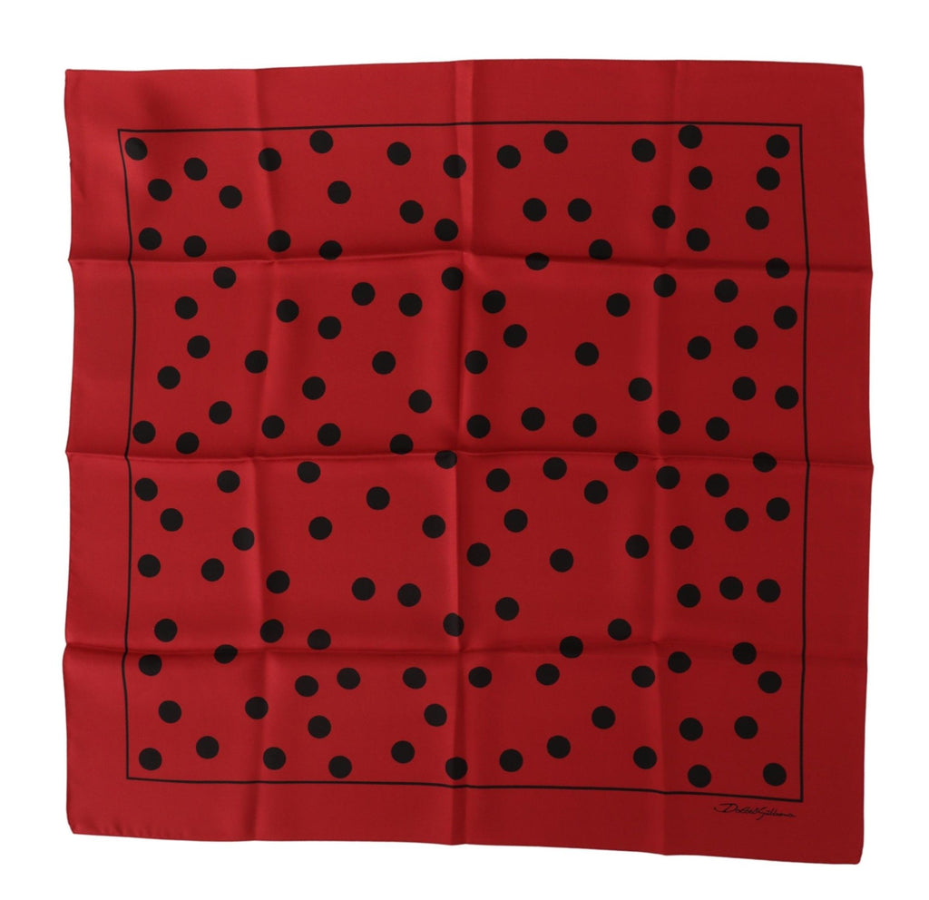 Dolce & Gabbana Red Polka Dots DG Print Square Handkerchief Scarf - Luxe & Glitz