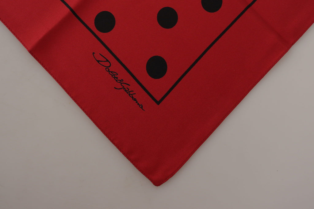 Dolce & Gabbana Red Polka Dots DG Print Square Handkerchief Scarf - Luxe & Glitz