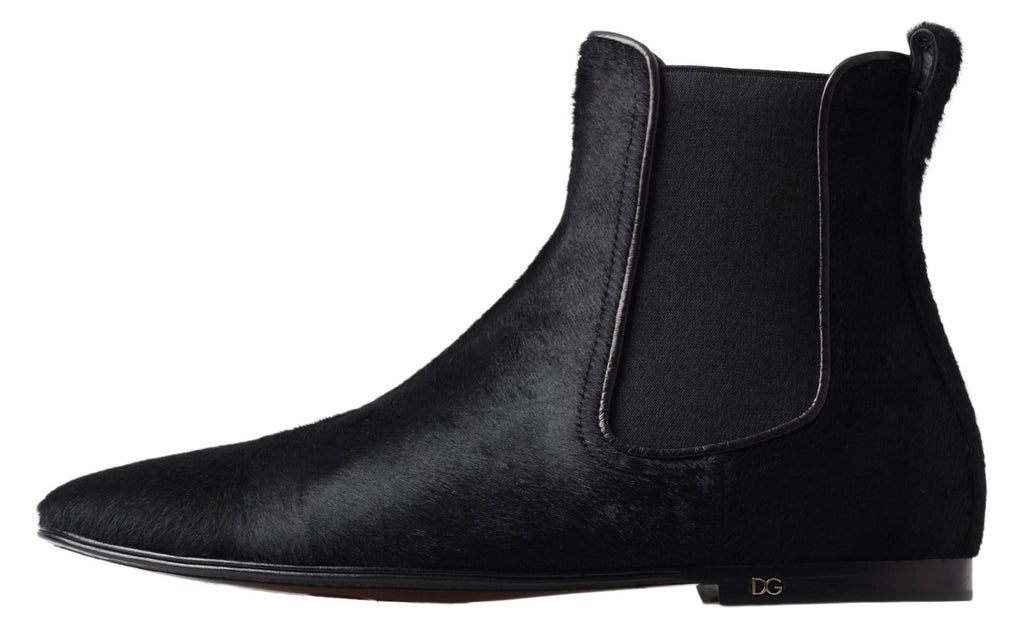 Dolce & Gabbana Black Leather Chelsea Men Ankle Boots Shoes Dolce & Gabbana