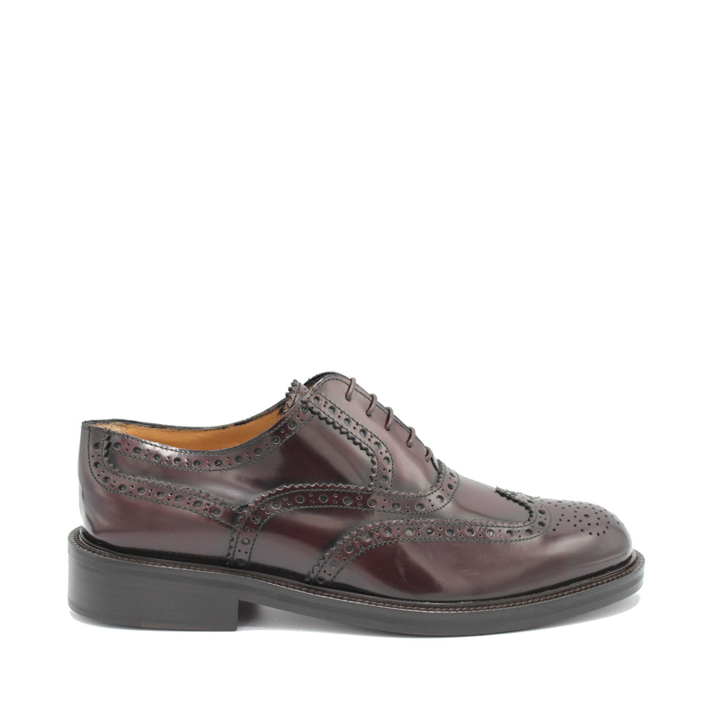 Saxone of Scotland Bordeaux Spazzolato Leather Mens Laced Full Brogue Shoes Saxone of Scotland