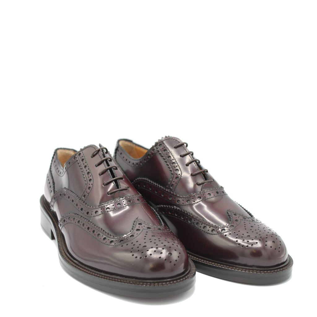 Saxone of Scotland Bordeaux Spazzolato Leather Mens Laced Full Brogue Shoes Saxone of Scotland