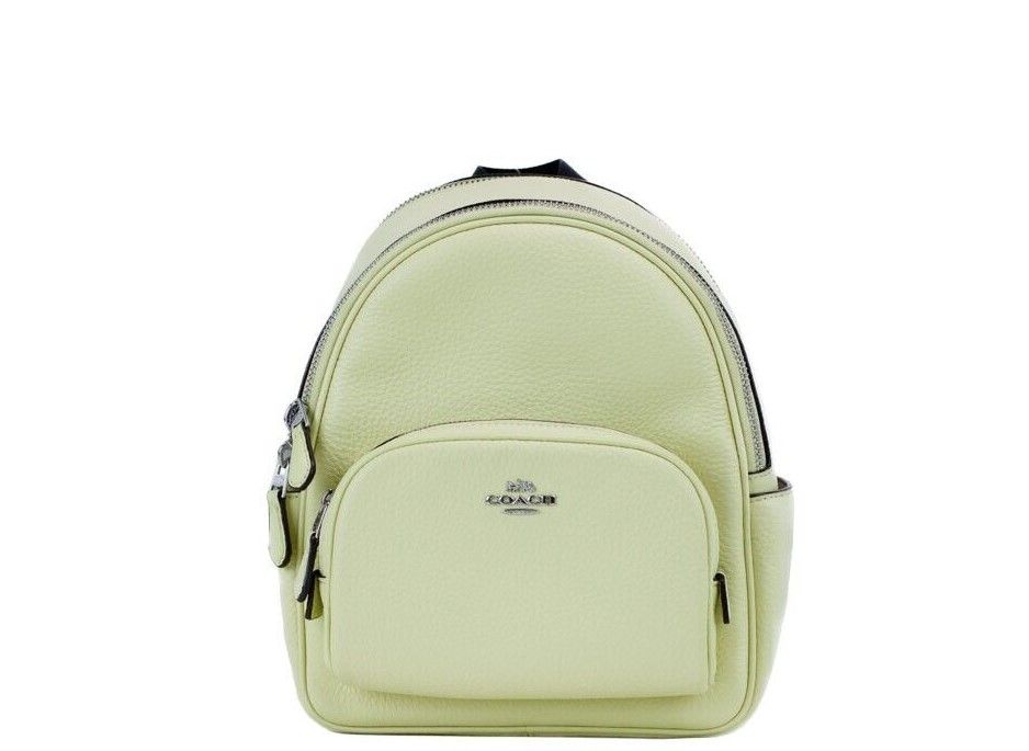 COACH Mini Court Pale Lime Pebbled Leather Shoulder Backpack Bag COACH