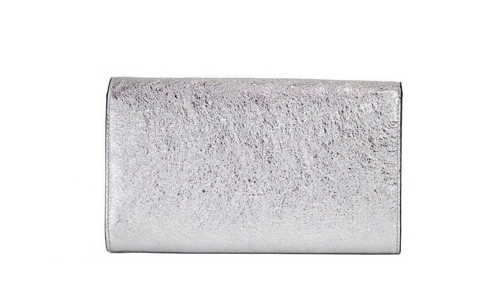 Versace Small Metallic Silver Lamb Leather Medusa Clutch Crossbody Wallet Bag Versace