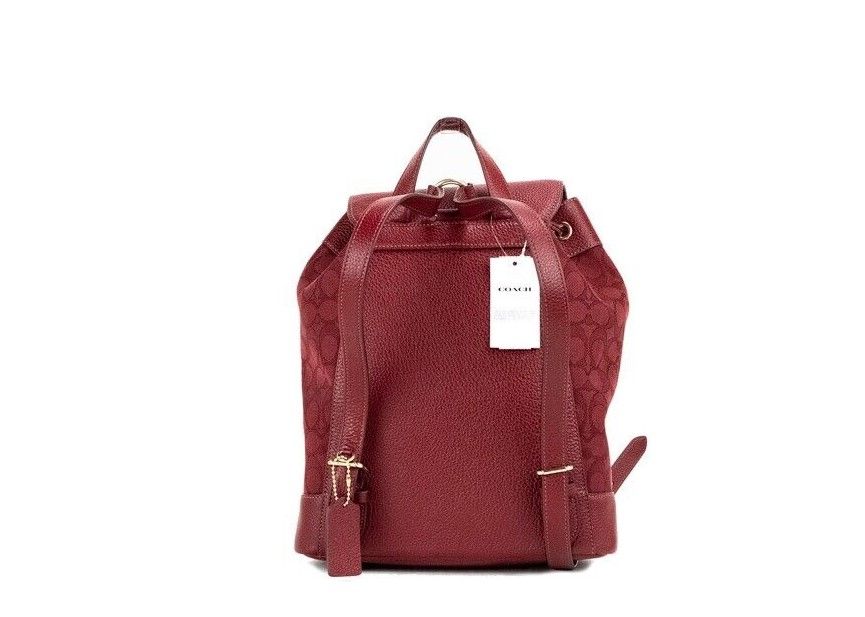 COACH Dempsey Red Apple Signature Jacquard Canvas Logo Patch Backpack COACH