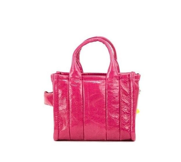 Marc Jacobs The Shiny Crinkle Micro Tote Magenta Leather Crossbody Bag Handbag Marc Jacobs