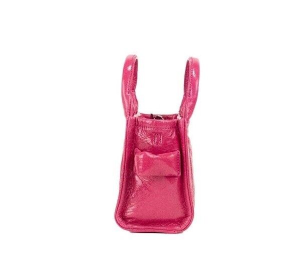 Marc Jacobs The Shiny Crinkle Micro Tote Magenta Leather Crossbody Bag Handbag Marc Jacobs