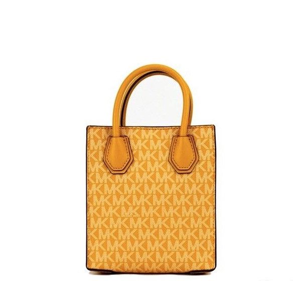 Michael Kors Mercer XS Honeycomb Gold Signature PVC North South Shopper Crossbody Bag Michael Kors
