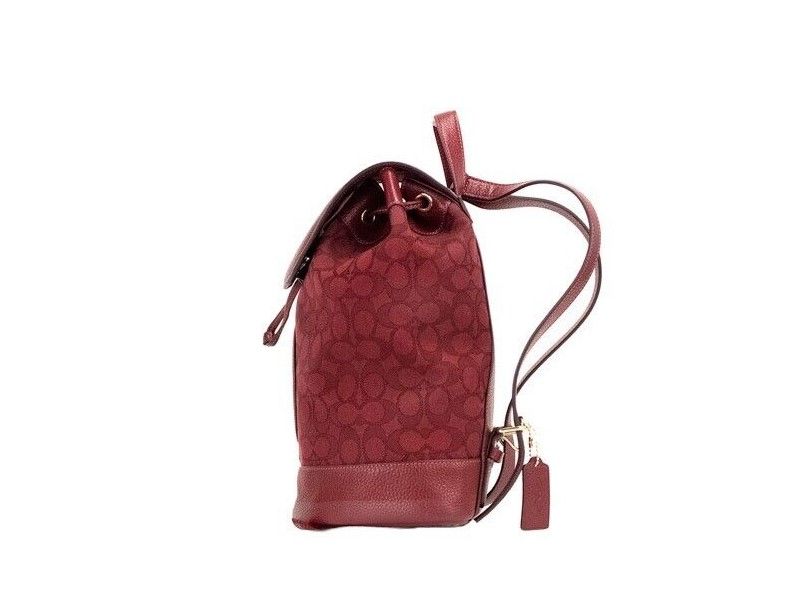 COACH Dempsey Red Apple Signature Jacquard Canvas Logo Patch Backpack COACH