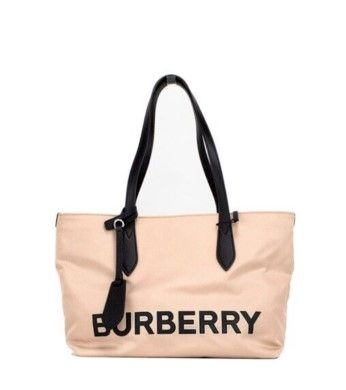 Burberry Small Rose Beige Logo Branded Econyl Nylon Tote Shoulder Handbag Purse Burberry