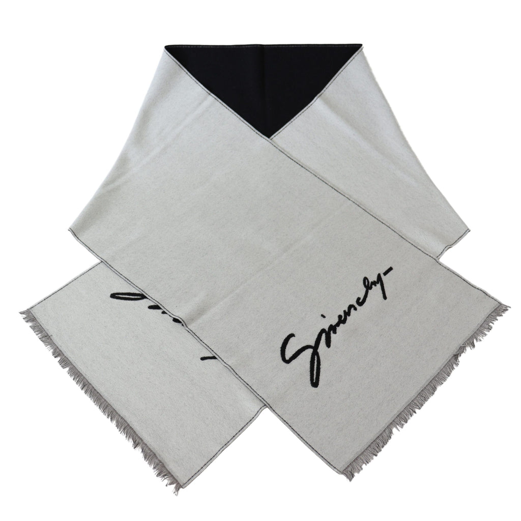 Givenchy Black White Wool Unisex Winter Warm Scarf Wrap Shawl - Luxe & Glitz