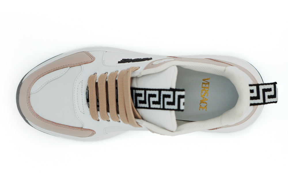Versace Light Pink and White Calf Leather Sneakers Versace