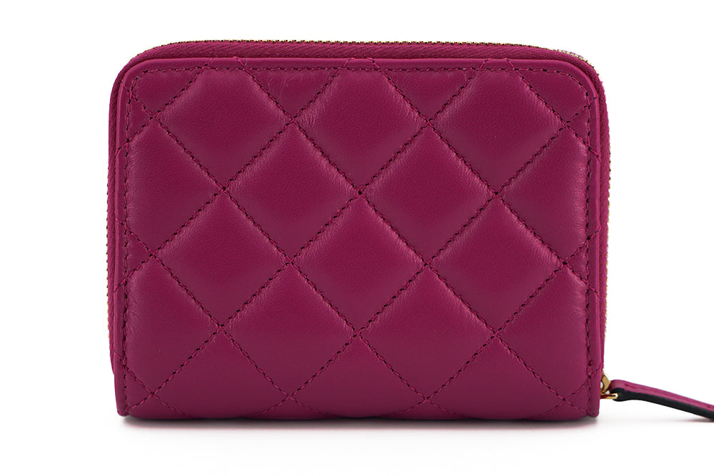 Versace Purple Nappa Leather Bifold Zip Around Wallet - Luxe & Glitz