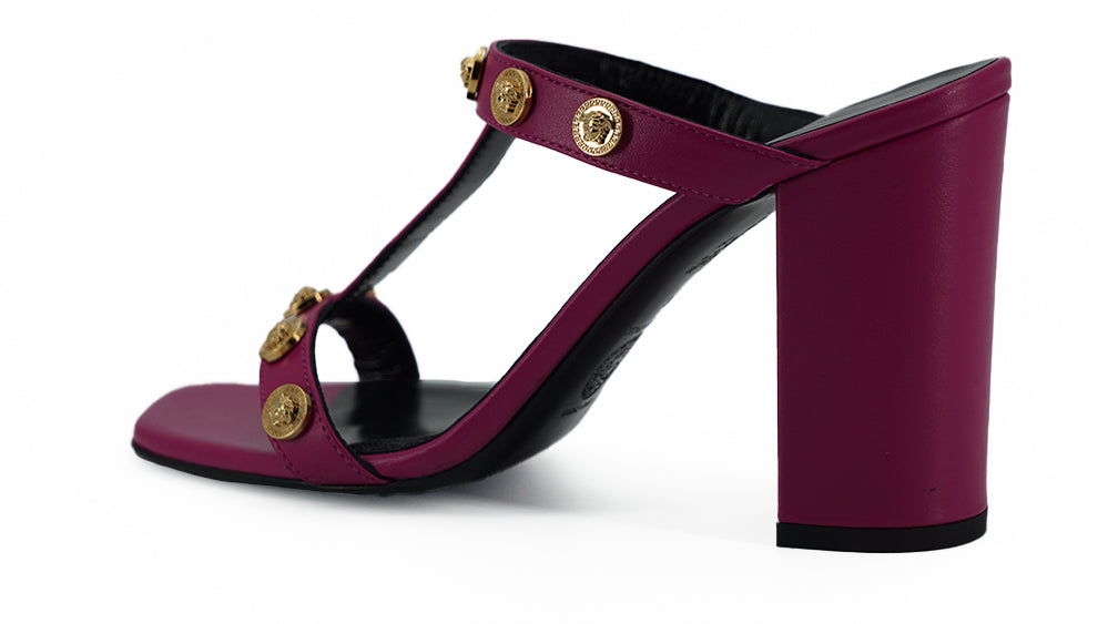 Versace Purple Calf Leather High Heel Sandals Versace