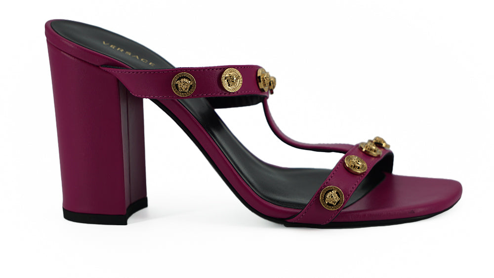 Versace Purple Calf Leather High Heel Sandals Versace