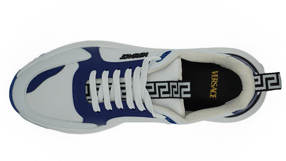 Versace Blue and White Calf Leather Sneakers Versace