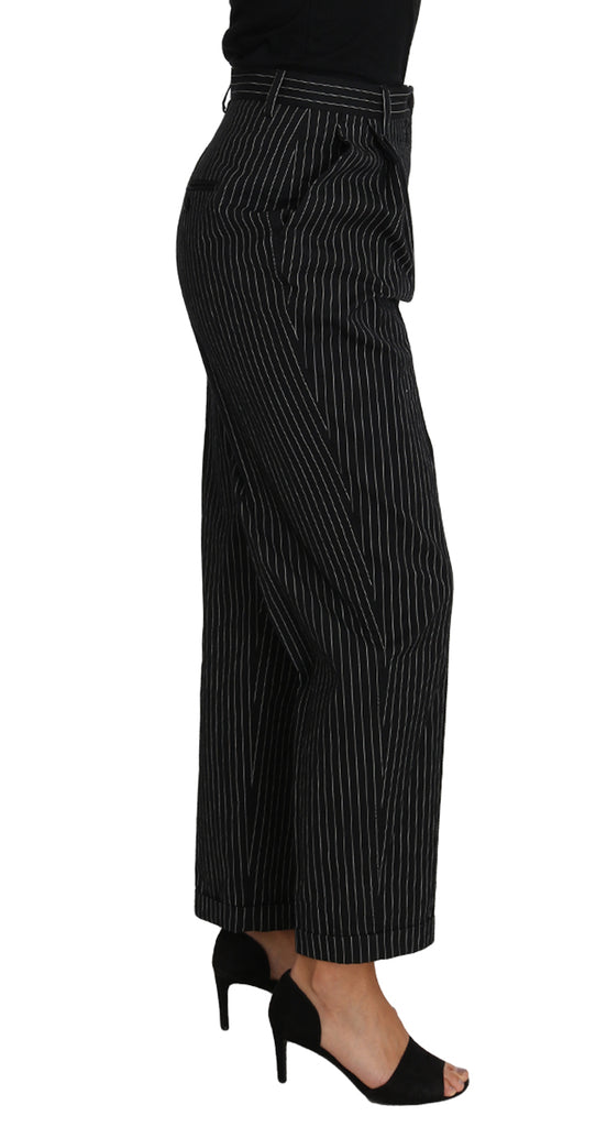 Dolce & Gabbana Black Pin Striped Dress Pants Cropped Straight Pant - Luxe & Glitz
