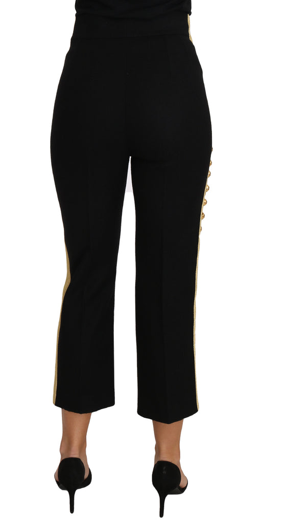 Dolce & Gabbana Military Embellished Pants Black Gold Dress Pant - Luxe & Glitz