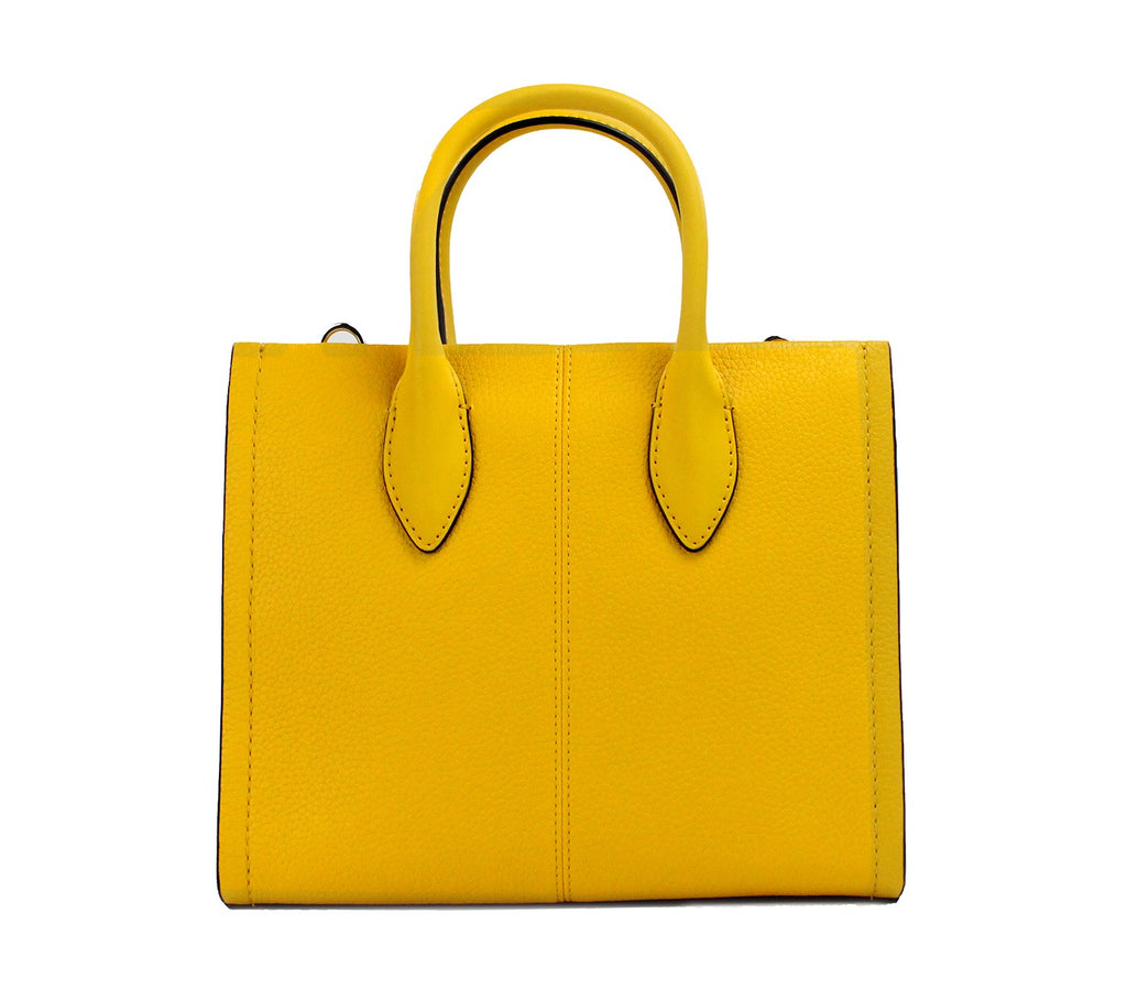 Michael Kors Mirella Small Jasmine Yellow Leather Top Zip Shopper Tote Bag Michael Kors