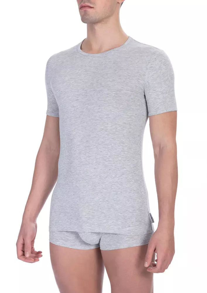 Bikkembergs Gray Cotton T-Shirt Bikkembergs