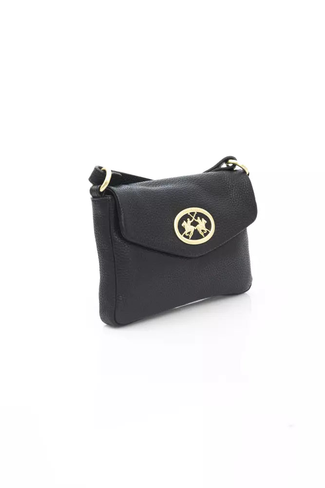 La Martina Black COW Leather Crossbody Bag - Luxe & Glitz