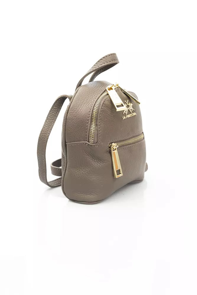 La Martina Brown Calfskin Messenger Bag - Luxe & Glitz