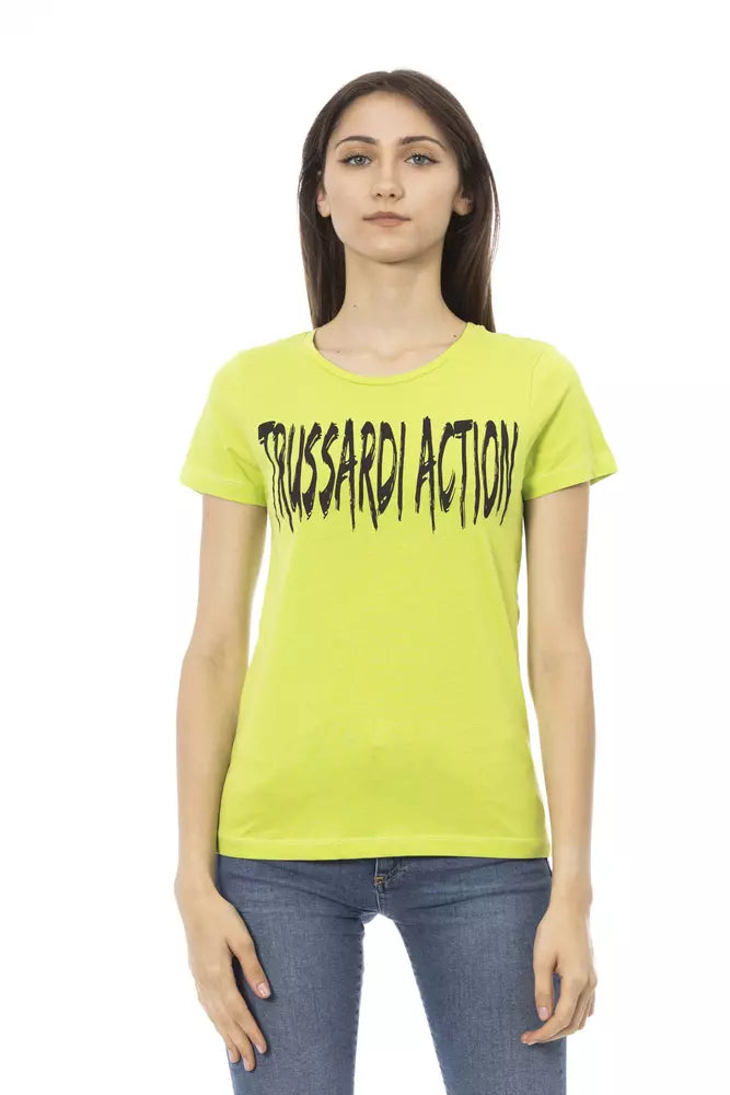 Trussardi Action Green Cotton Tops & T-Shirt Trussardi Action