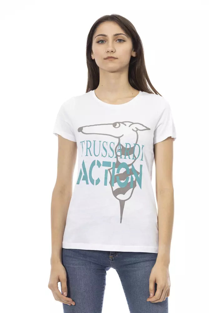 Trussardi Action White Cotton Tops & T-Shirt Trussardi Action