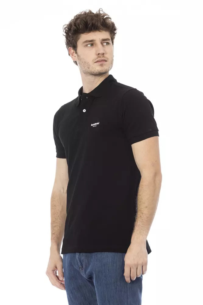 Baldinini Trend Black Cotton Polo Shirt Baldinini Trend
