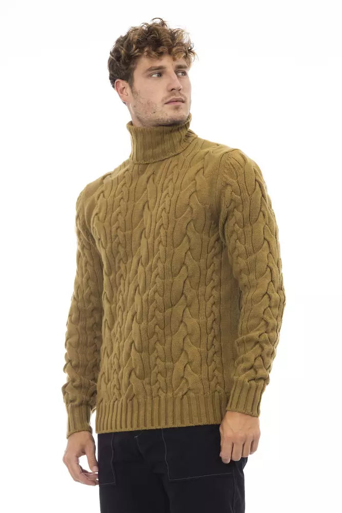 Alpha Studio Brown Wool Sweater Alpha Studio