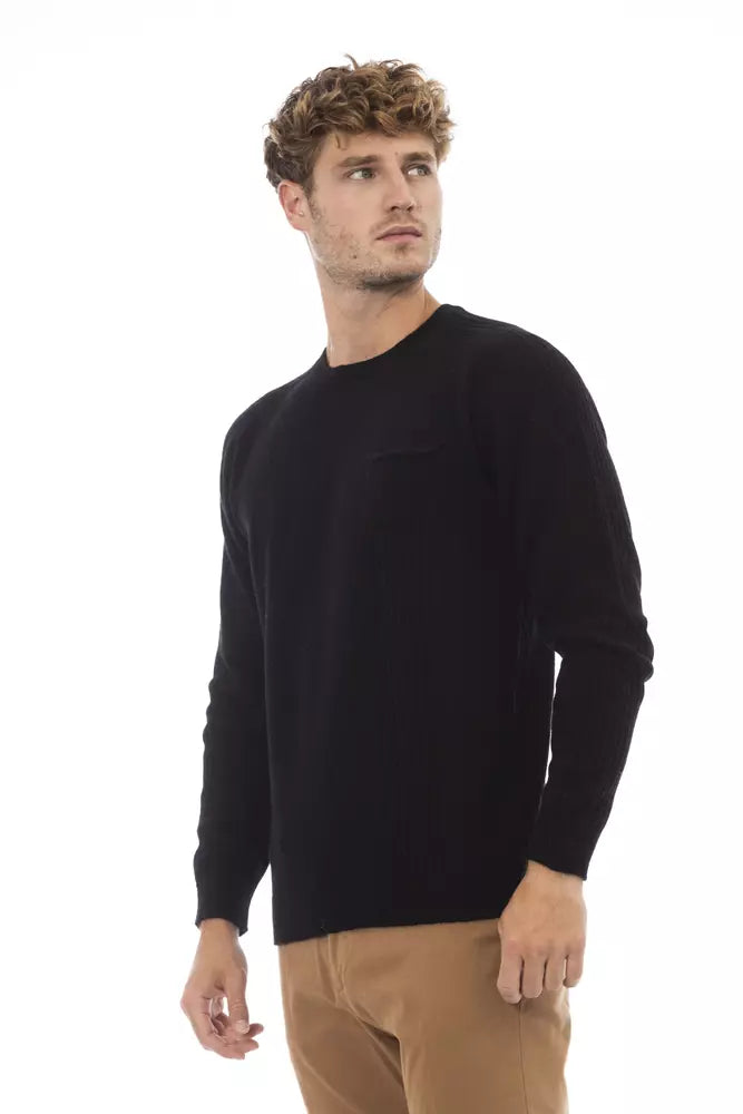 Alpha Studio Black Viscose Sweater Alpha Studio