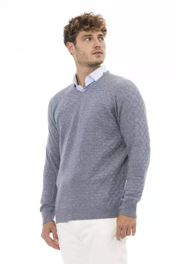 Alpha Studio Light Blue Viscose Sweater Alpha Studio