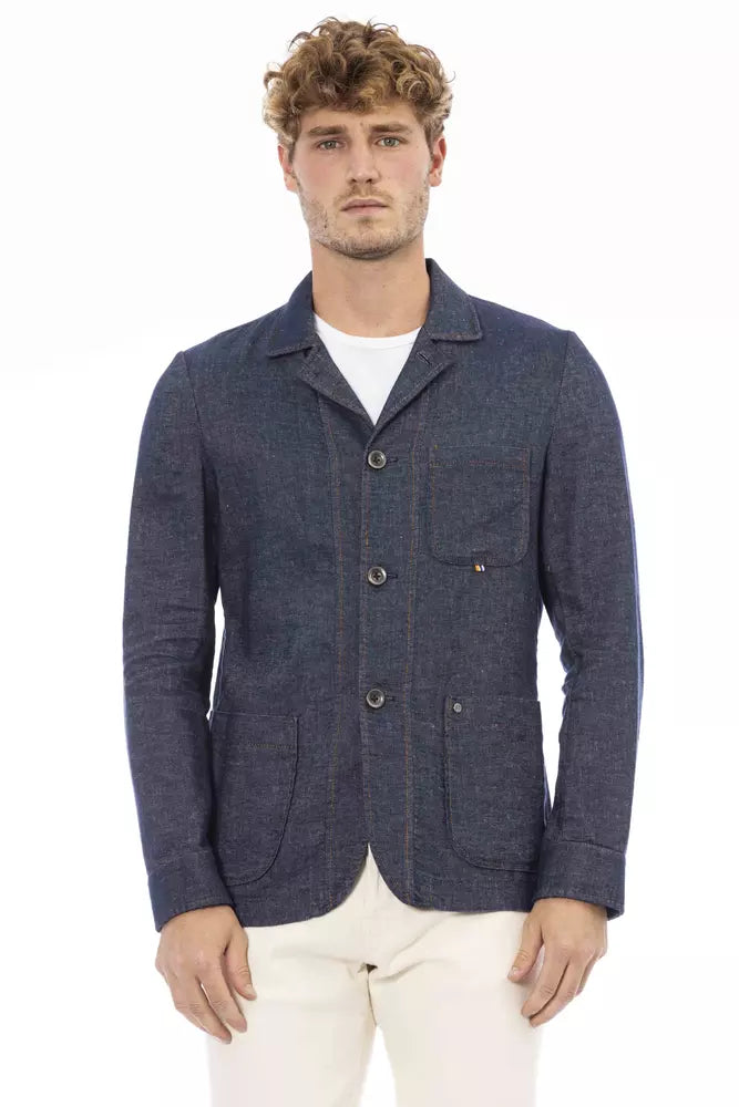 Distretto12 Blue Linen Blazer Distretto12