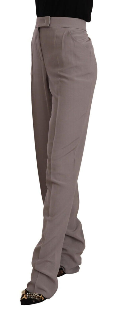 Armani Brown High Waist Silk Tapered Long Pants Armani