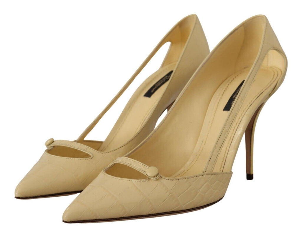 Dolce & Gabbana Yellow Exotic Leather Stiletto Heel Pumps Shoes Dolce & Gabbana