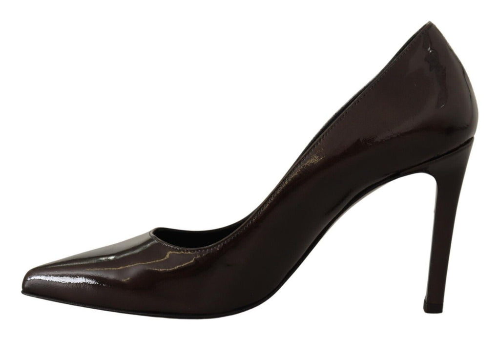 Sofia Brown Patent Leather Stiletto Heels Pumps Shoes Sofia