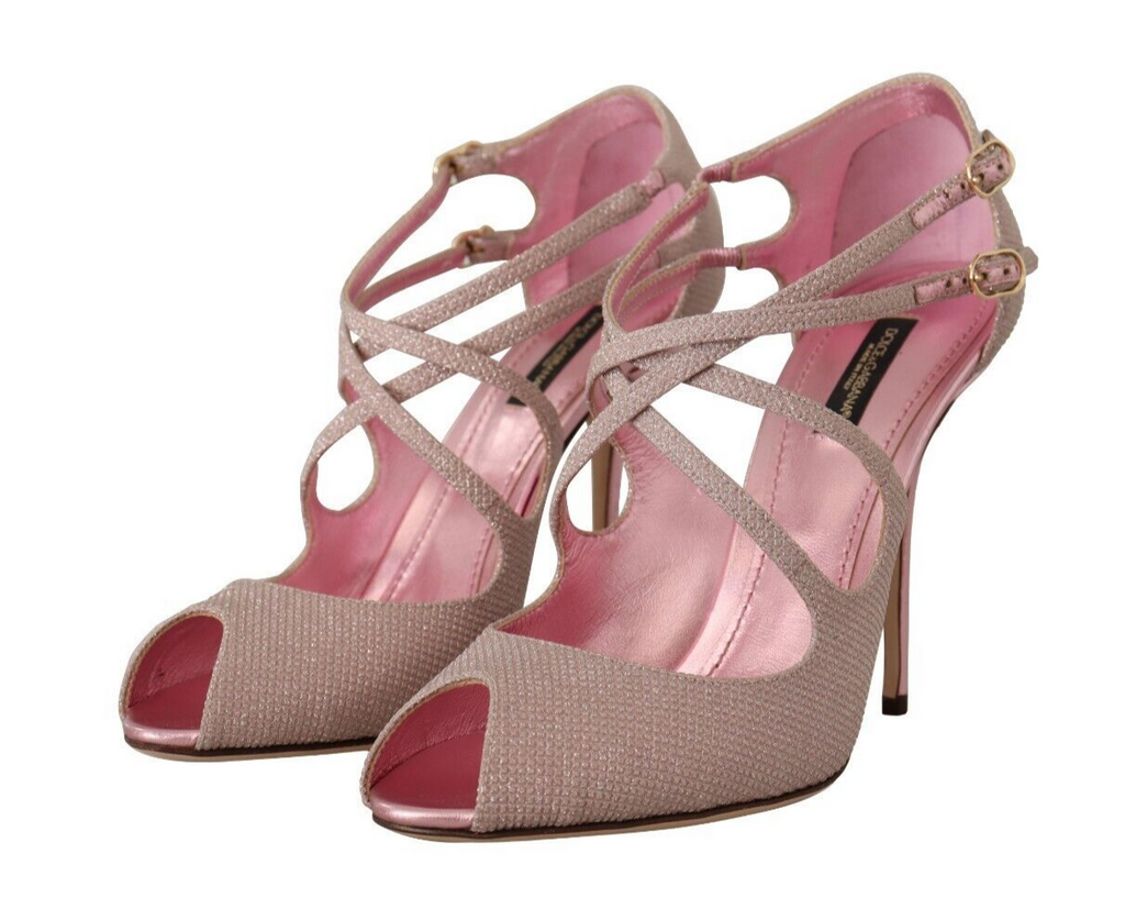 Dolce & Gabbana Pink Glittered Strappy Heels Sandals Shoes Dolce & Gabbana