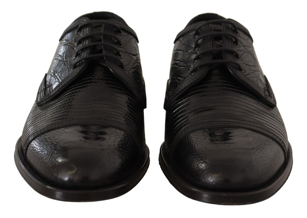 Dolce & Gabbana Black Exotic Leather Lace Up Formal Derby Shoes Dolce & Gabbana