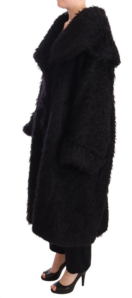 Dolce & Gabbana Black Mohair Fur Cape Trench Coat Jacket - Luxe & Glitz
