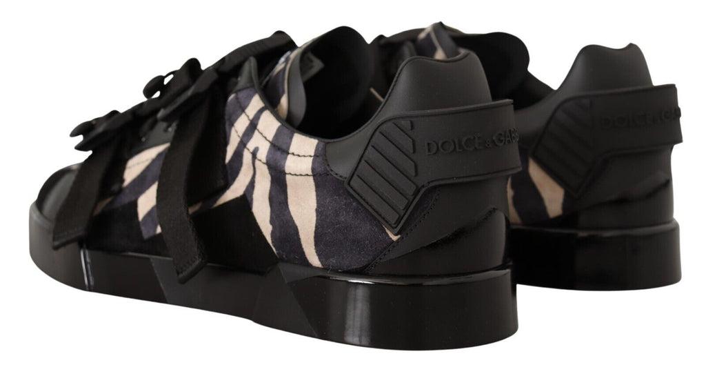 Dolce & Gabbana Black White Zebra Suede Rubber Sneakers Shoes Dolce & Gabbana