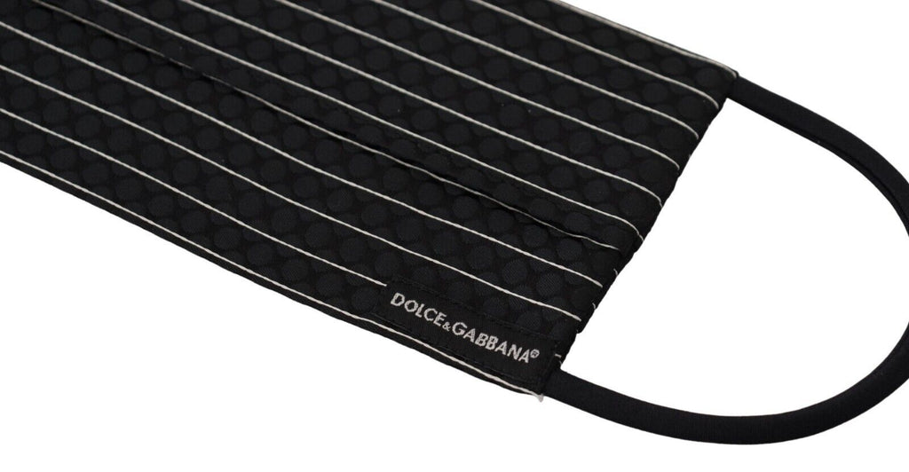 Dolce & Gabbana Black White Stripes Elastic Ear Strap One Size Face Mask - Luxe & Glitz