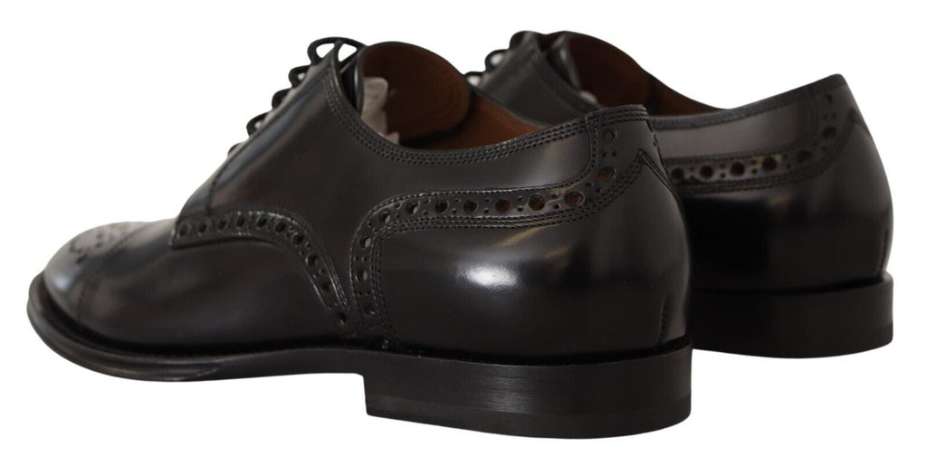 Dolce & Gabbana Black Leather Wingtip Mens Formal Derby Shoes Dolce & Gabbana