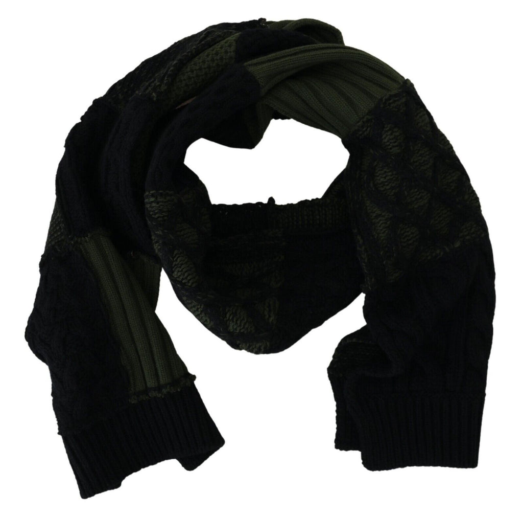 Dolce & Gabbana Black Green Knitted Men Neck Wrap Shawl Scarf - Luxe & Glitz