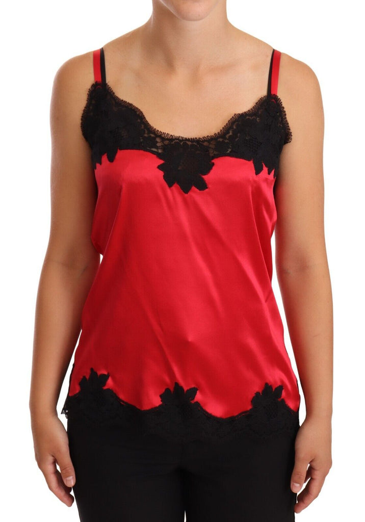 Dolce & Gabbana Red Floral Lace Silk Satin Camisole Lingerie Top - Luxe & Glitz