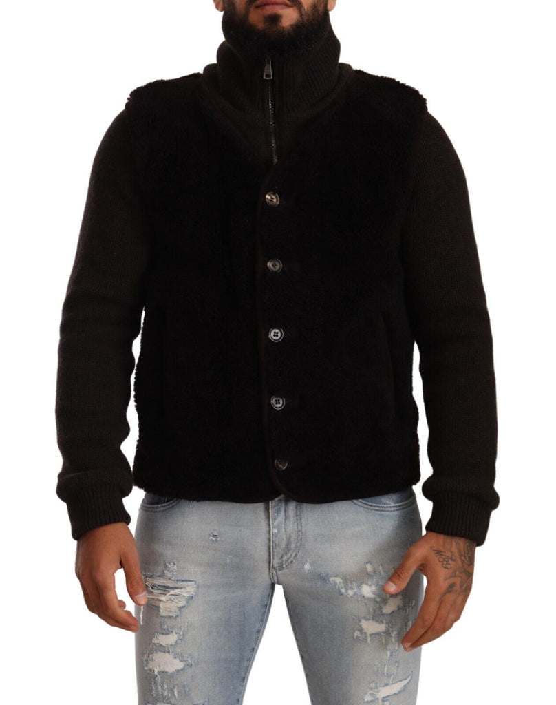 Dolce & Gabbana Black Leather Mens Turtle Neck Coat Jacket Dolce & Gabbana