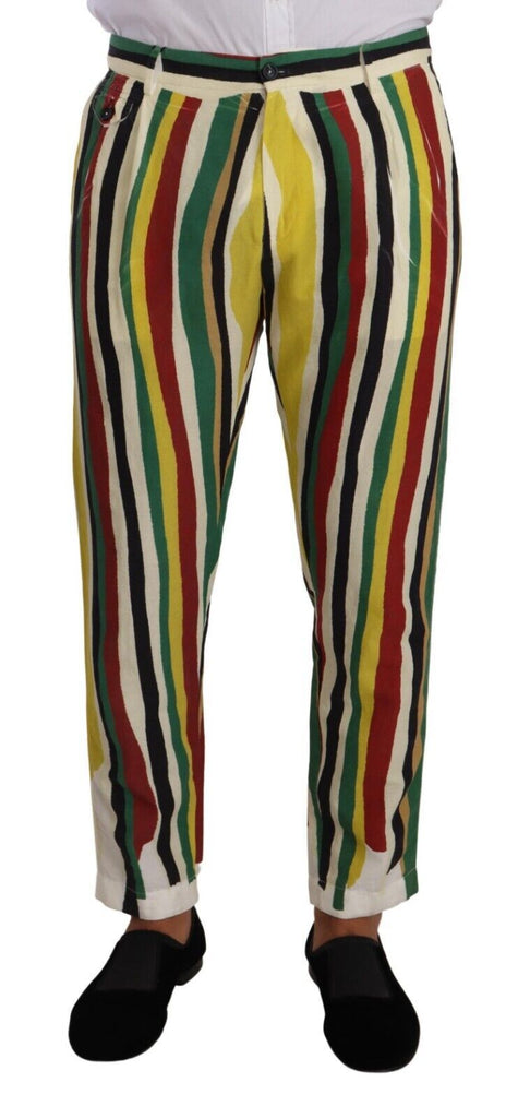 Dolce & Gabbana Multicolor Striped Linen Cotton Pants Dolce & Gabbana