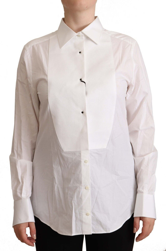 Dolce & Gabbana White Cotton Collared Long Sleeve Shirt Top Dolce & Gabbana