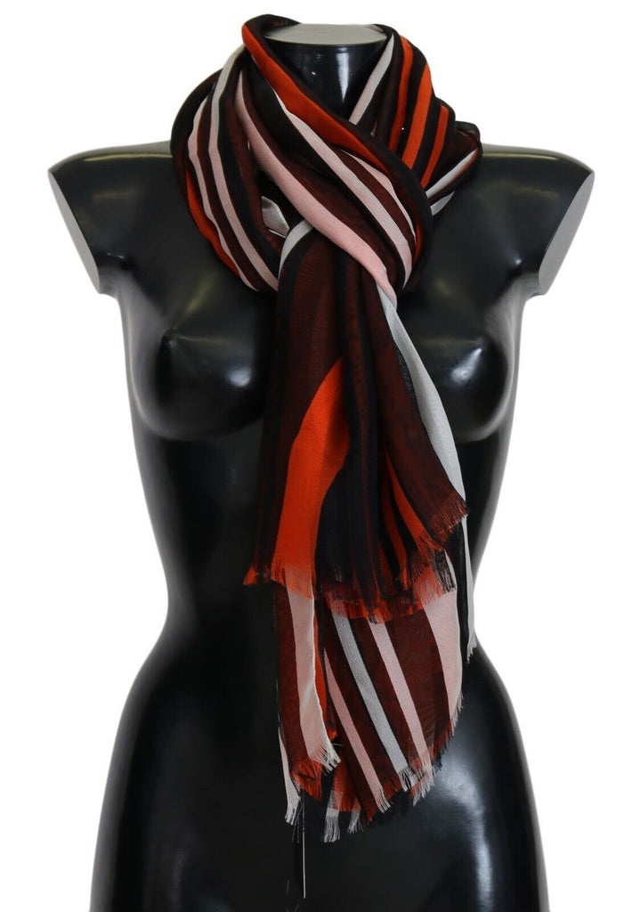 Dolce & Gabbana Multicolor Striped Silk Shawl Fringes Scarf - Luxe & Glitz