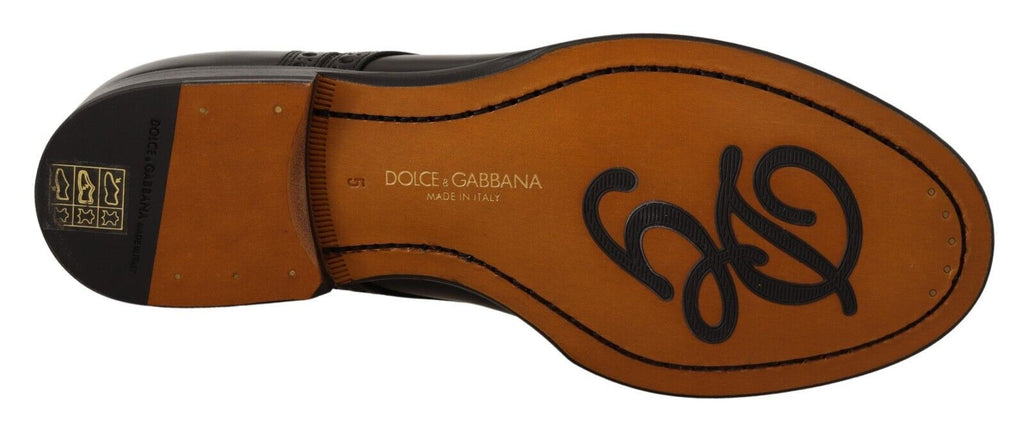 Dolce & Gabbana Black Leather Wingtip Mens Formal Derby Shoes Dolce & Gabbana
